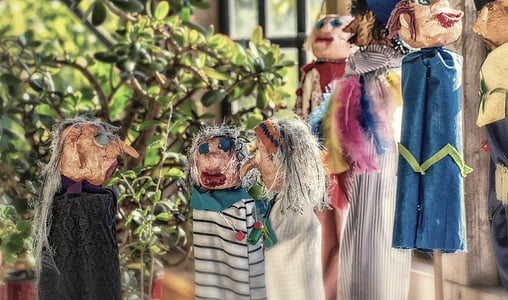 dřevěné panenky, loutkové divadlo, panenky, síť, sociální, Skupina, postavy