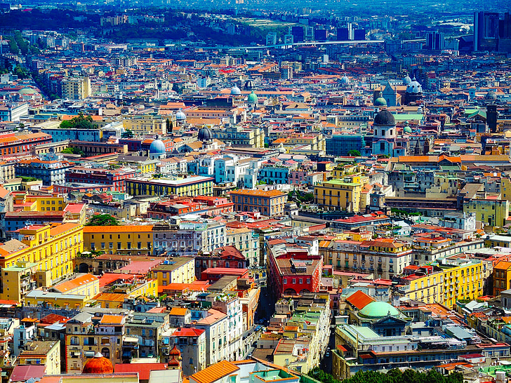 Neapolis, Italija, Miestas, miesto, spalvinga, Architektūra, pastatų