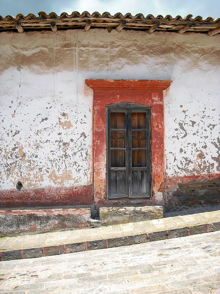 Мексико, вратата, стар, град, улица, къща, реколта