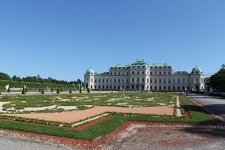Belvedere, trädgårdar, Wien, Palace, slott, framsidan, arkitektur