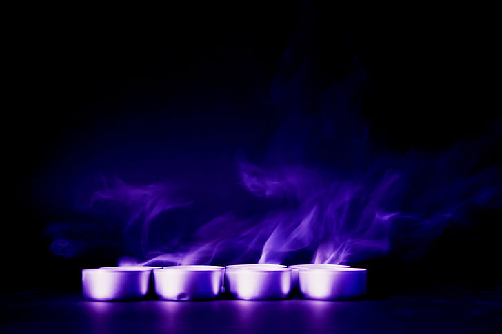 blue, violet, smoke, dark, night, light, candle