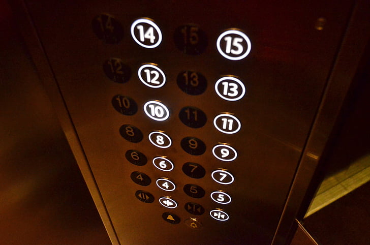 Lift, személyszállító lift, Lift gomb, padló gomb