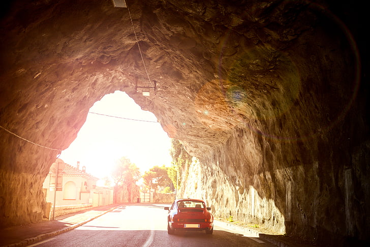 auto, Italija, Oldtimer, Porsche, roadtrip, ulica, tunel