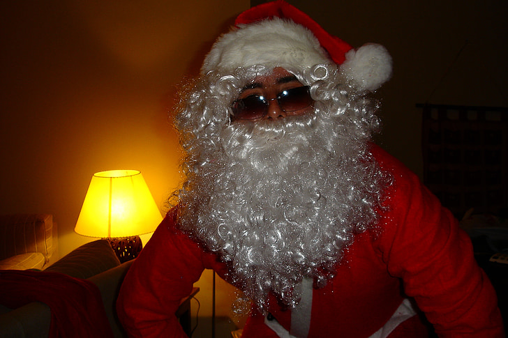 jul, kostume, Santa claus, mænd, skæg, ferie, fest