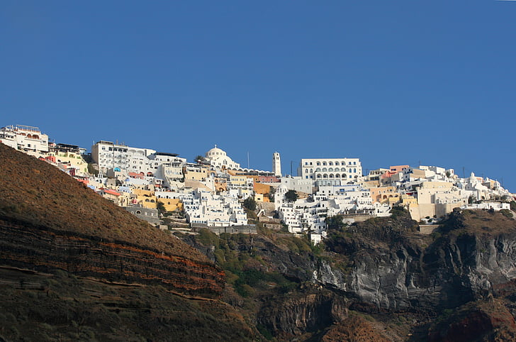 Santorini, Island, Kreikka, Kykladit, Kreikan saari, valkoiset talot, Caldera