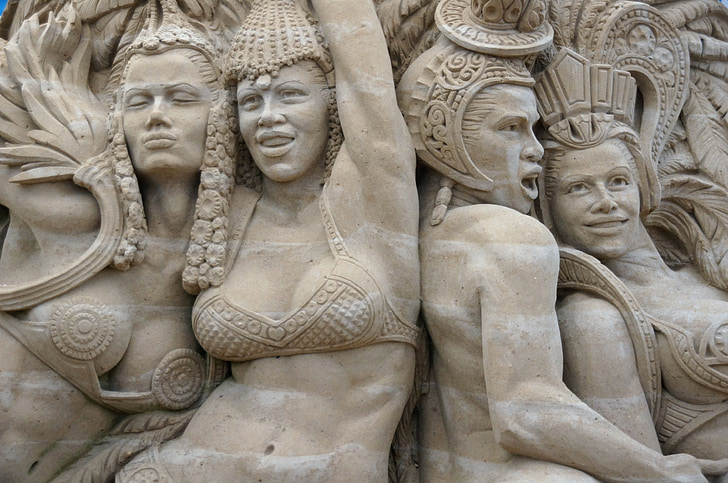 sošky z písku, písek, sochařství, stavby z písku, kresba, Festival, Baltské moře