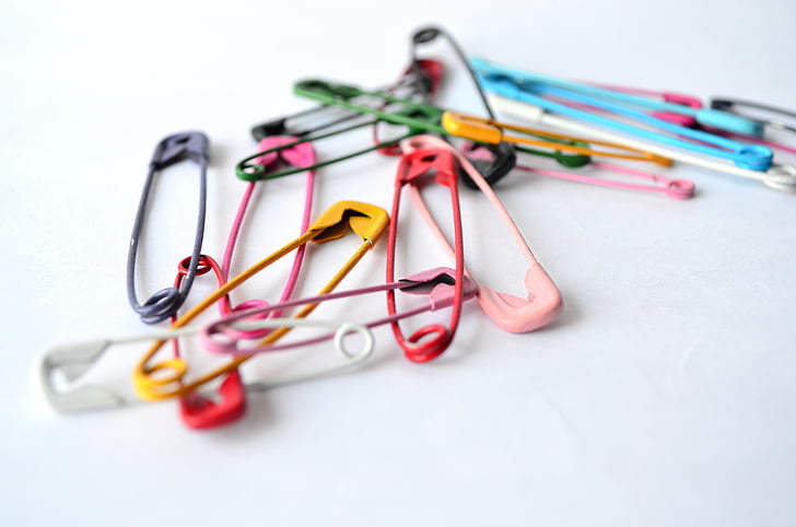 safety pin, fixing pin, pins, colors, stationery
