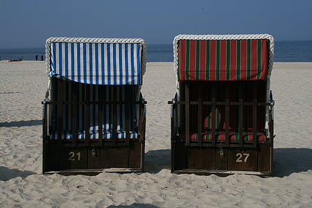 Sand, stranden, sand beach, strandstol, klubbar, havet, Holiday