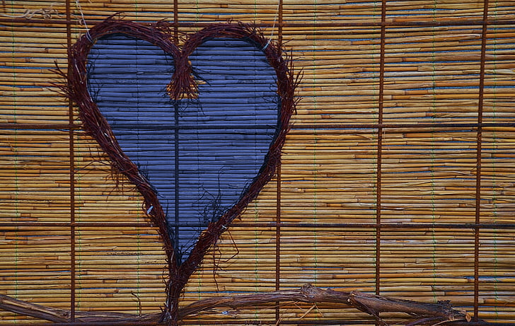 rattan, bamboo, heart, purple, lilac, blue, decorative