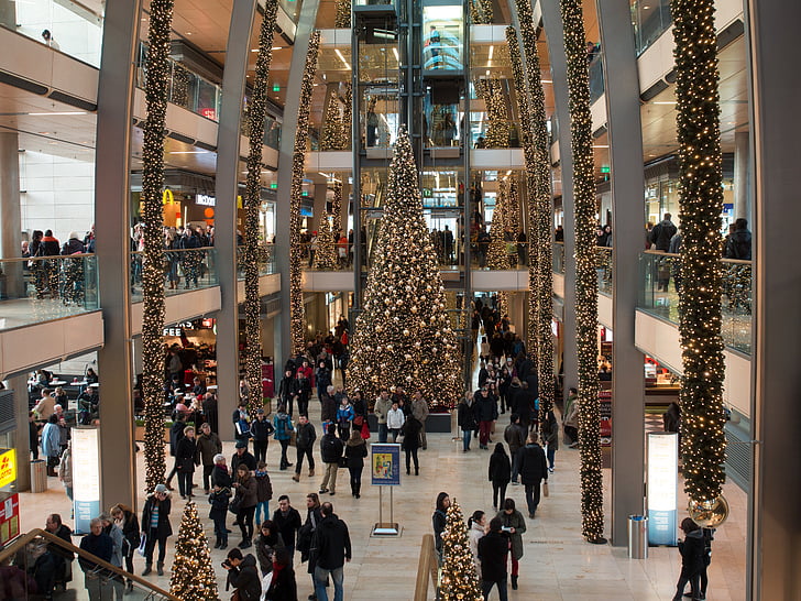 Navidad, ir de compras, Hamburgo, luces, llegada, regalos, oro