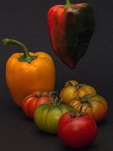 sayuran, makro, tomat, datailaufnahme, paprika