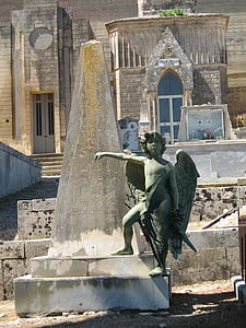 hautausmaa, enkeli kuva, Sisilia, hautaan, vakava muistomerkki