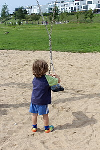 child, swing, turn, play, playground, children's playground, outdoors