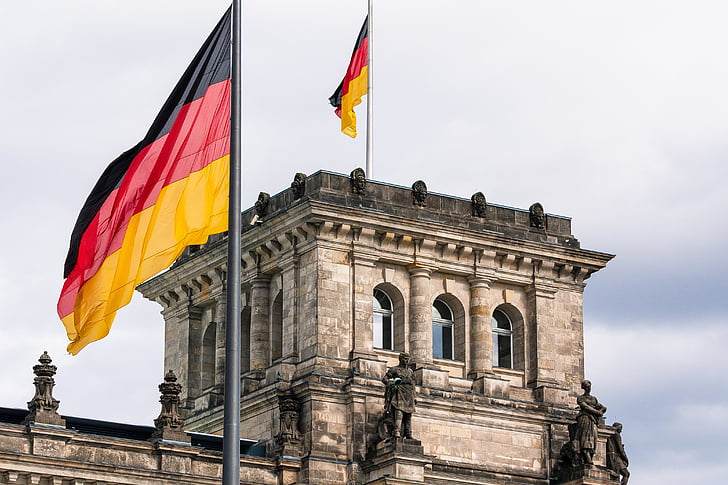 Berlin, Reichstag, rząd federalny, Polityka, Niemcy, Flaga, Architektura