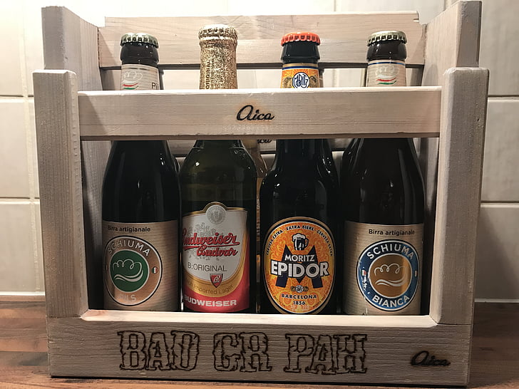 beer holder, crate, drink, beer, indoors, variation, food and drink