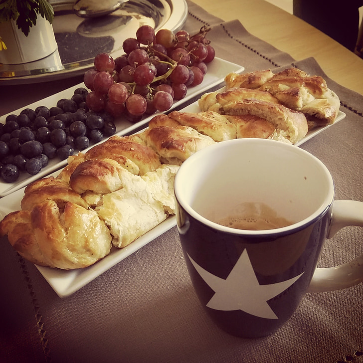 raïm, pastís, forn de pa, cafè, Copa, matí, esmorzar