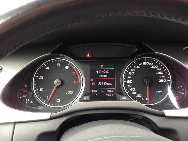 bảng điều khiển, Audi, Audi a4, màu đen, Công tơ mét, đo tốc độ, mũi tên