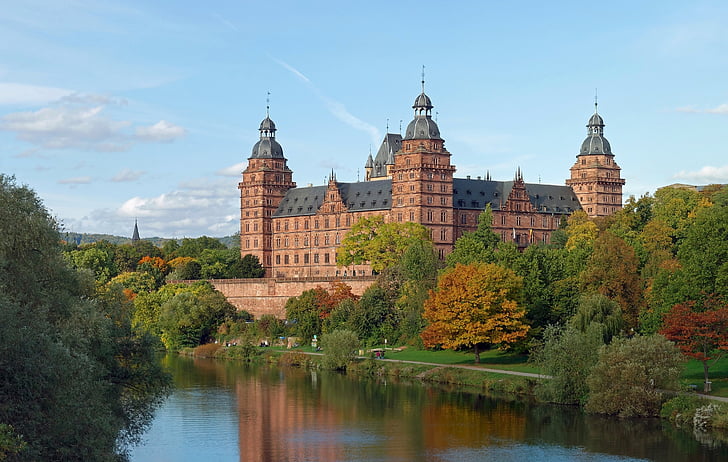 Schloss johannisburg, Almanya, Aschaffenburg, Franconia, Bavyera, Simgesel Yapı, uyanık