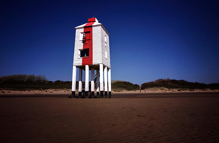 white, red, building, architecture, beach, safety, landscape