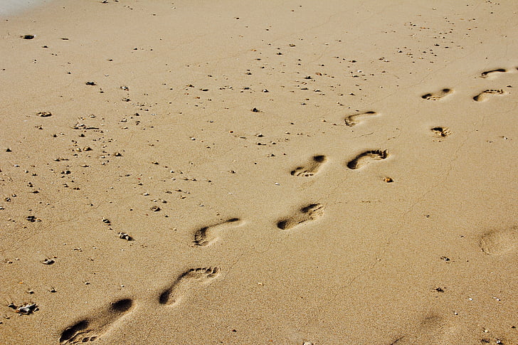 fotspår, Sand, solen, spår i sanden, spår, fotspår i sanden, fotavtryck