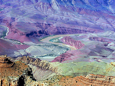 grand canyon, river, colorado river, colorado, gorge, serpentine, desert