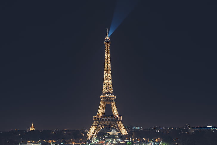 에펠, 타워, 밤, 시간, 건물, 랜드마크, 아키텍처