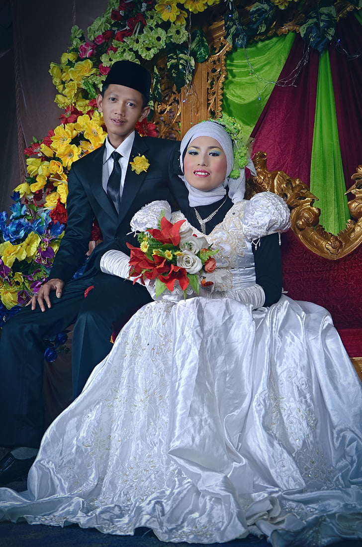 φωτογραφία γάμου, συνήθεια Ιάβα, Sungai bahar, Γάμος, νύφη, νυφικό φόρεμα, νοικοκυρα