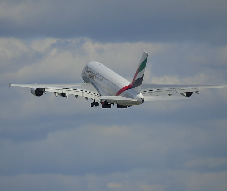 vliegtuigen, Emiraten, A380, reizen, lucht, vervoer, Dubai