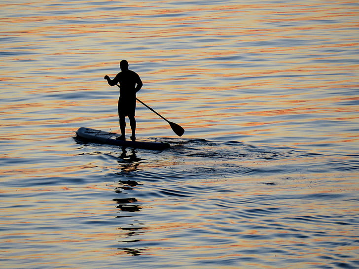 surfing, water, ocean, loneliness, sunset, character, man