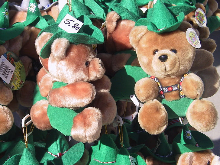 Toko, beruang, boneka beruang, tahun pasar, pasar, hijau, liburan