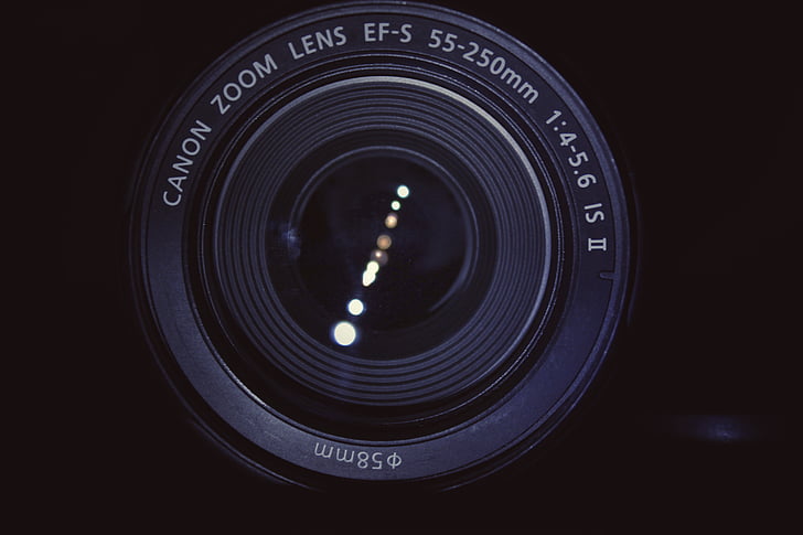 camera, lens, zoomlens, 55mm 250mm, camera - fotografische apparatuur, lens - optisch instrument, zwarte kleur