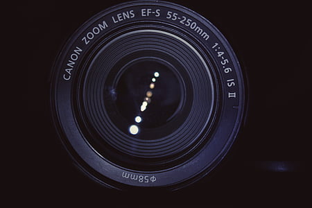 camera, lens, zoom lens, 55mm 250mm, camera - Photographic Equipment, lens - Optical Instrument, black Color