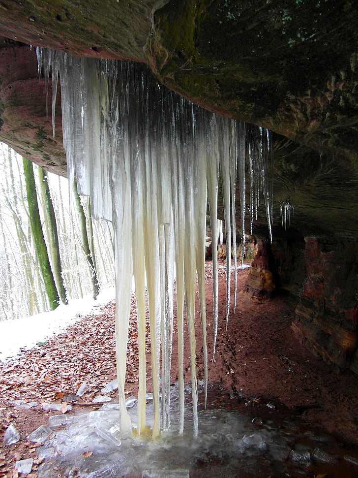 Icicle, hiver, froide, glace, glacées, gel, Rock