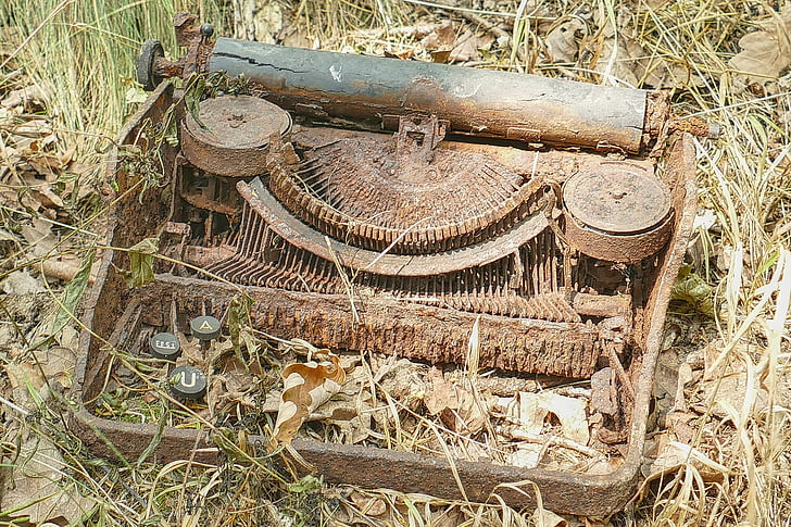 old, rots, typewriter, nature, environment, environmental awareness, human