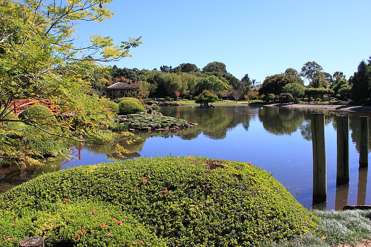 toowomba, Queensland, Japonská Záhrada, Park, pokojné, scenérie, japončina