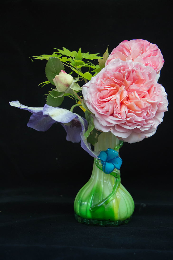 buquê, flores, rosas, vaso, decoração, natureza, cor-de-rosa