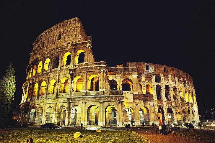 gamle, arkitektur, Montering, bygge, byen, Colosseum, daggry