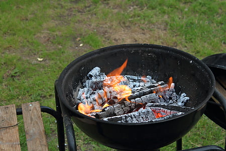 fogo, grelha, churrasco no, Verão, Kindle, pegar fogo a queimar, fogo - fenômeno natural
