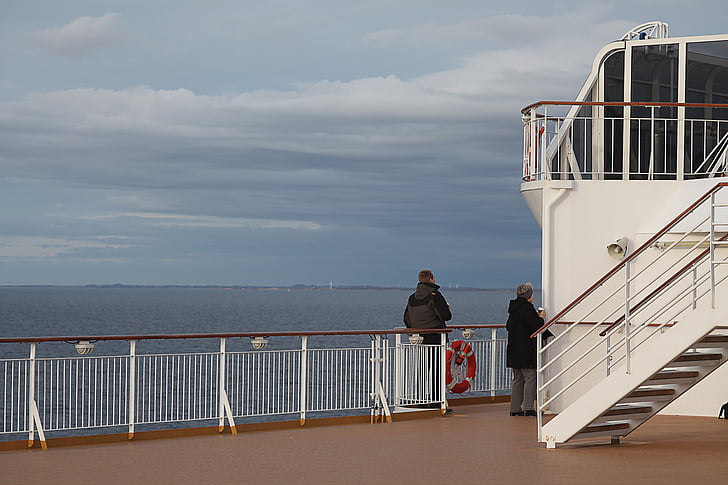na bord, prom, Kiel, Norwegia, Słońce, statek, Natura
