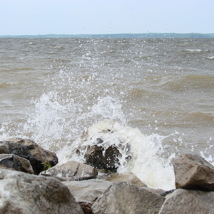 hullámok, összetörő, Shore, víz, természet, táj
