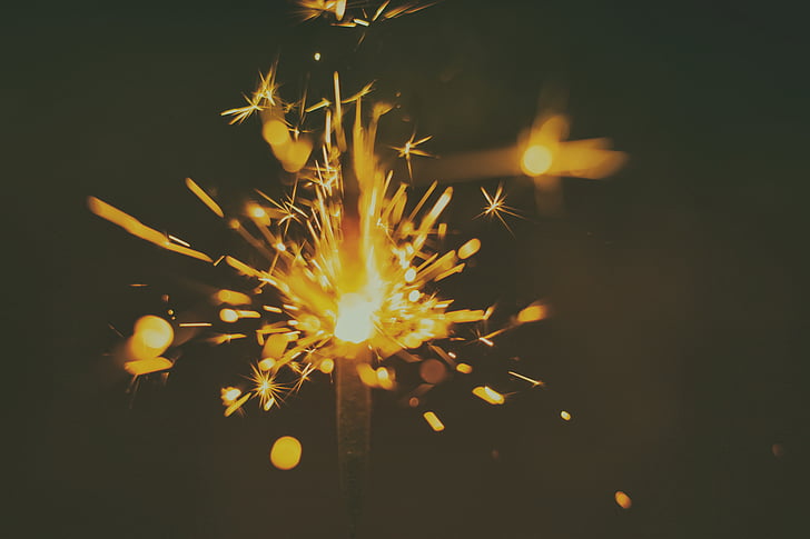 firecracker, close, photography, sparks, sparkler, light, party