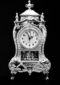 ur, tid, sølv, analog, tidspunktet for, markøren, ure