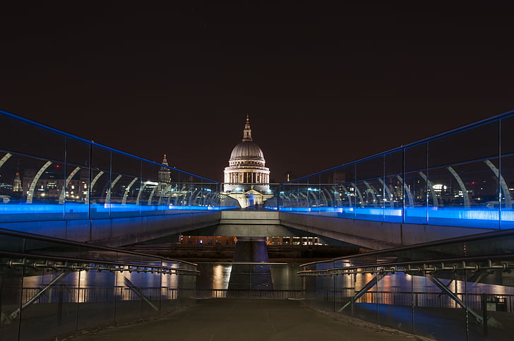 St pauls, noční, Londýn, město, Architektura, orientační bod, cestování