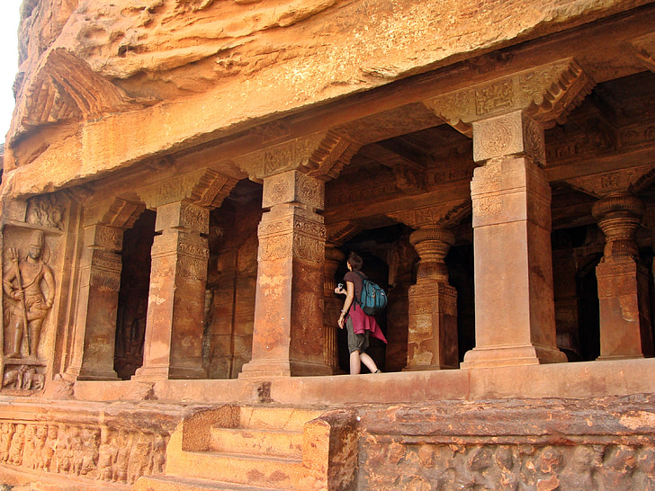 Badami, urvo šventyklos, smėlio akmens, Indija, Karnataka, religinių, atostogų