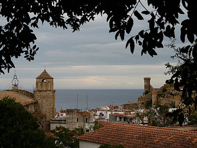 postkartenmotiv, Tossa de mar, Espanha, férias, cidade, Castelo, vila de pescadores