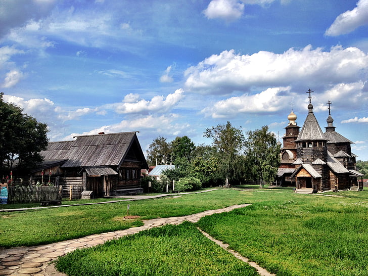 Suzdal, medinis, bažnyčia, Rusija, senovės, stačiatikių, tradicinis