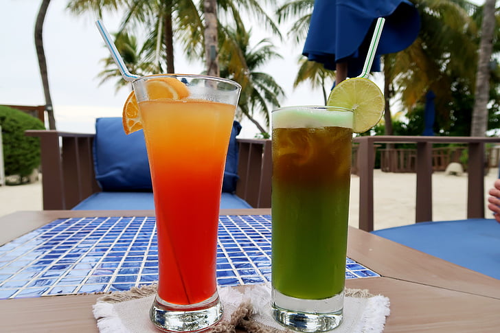 juomia, cocktaileja, lasi, alkoholin, hedelmät, kesällä, Tropical