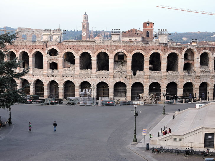 Arena, Verona, Itālija, Piazza krūšturis, pieminekļu, tūrisms, loka