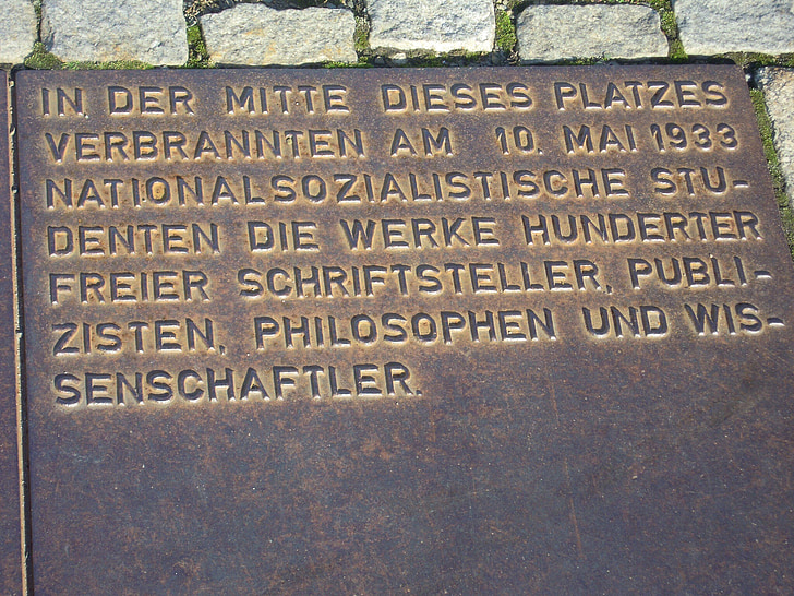 Berlín, placa, libro quema, Bebelplatz, antigua biblioteca