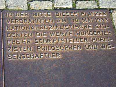 Berlín, placa, libro quema, Bebelplatz, antigua biblioteca